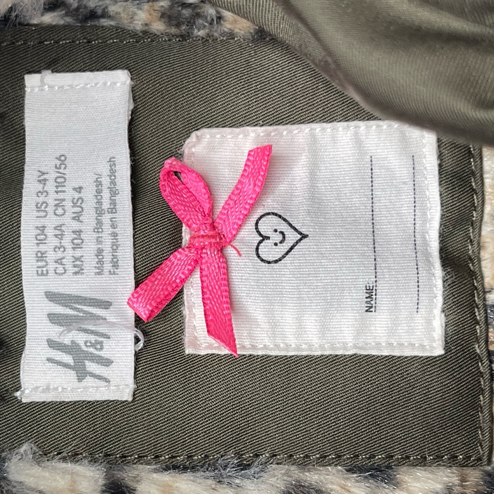 Girls H&M Olive Green Hooded Winter Jacket 3-4 years - Picture 4 of 8